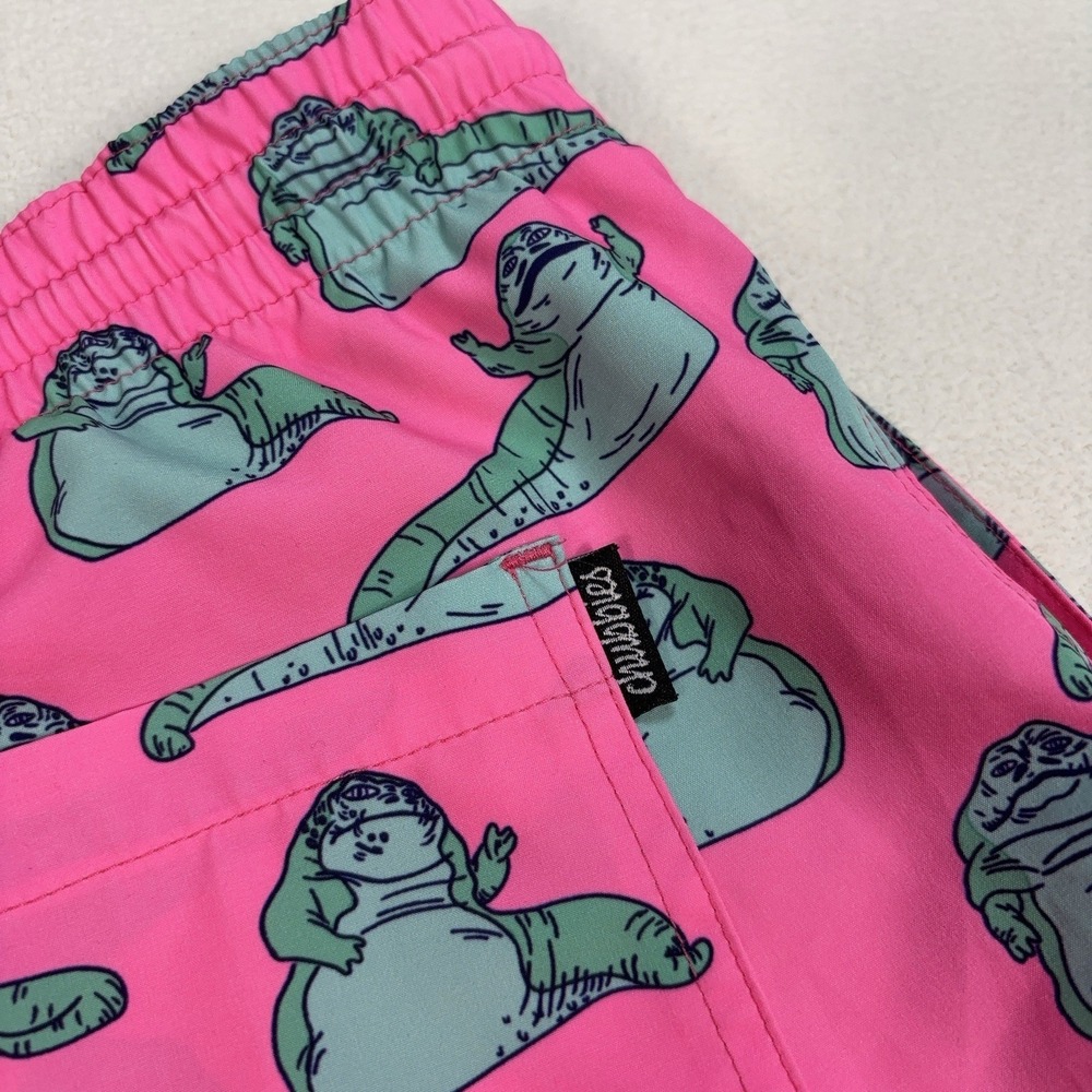 Chubbies Jabba The Hutt Swim Trunks Mens XL Pink Mesh Lined Drawstring Star Wars - Picture 8 of 16